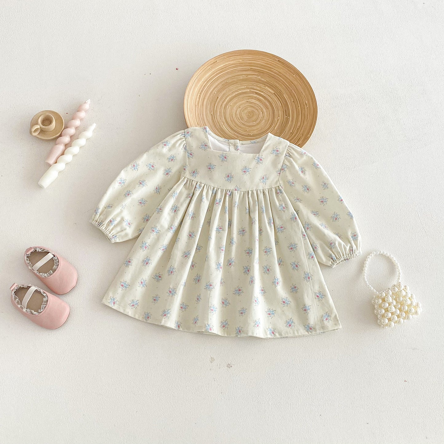 長袖ワンピース Floral Loose Sweet Princess Dress 花柄 ゆったり ワンピース【mh0011961】