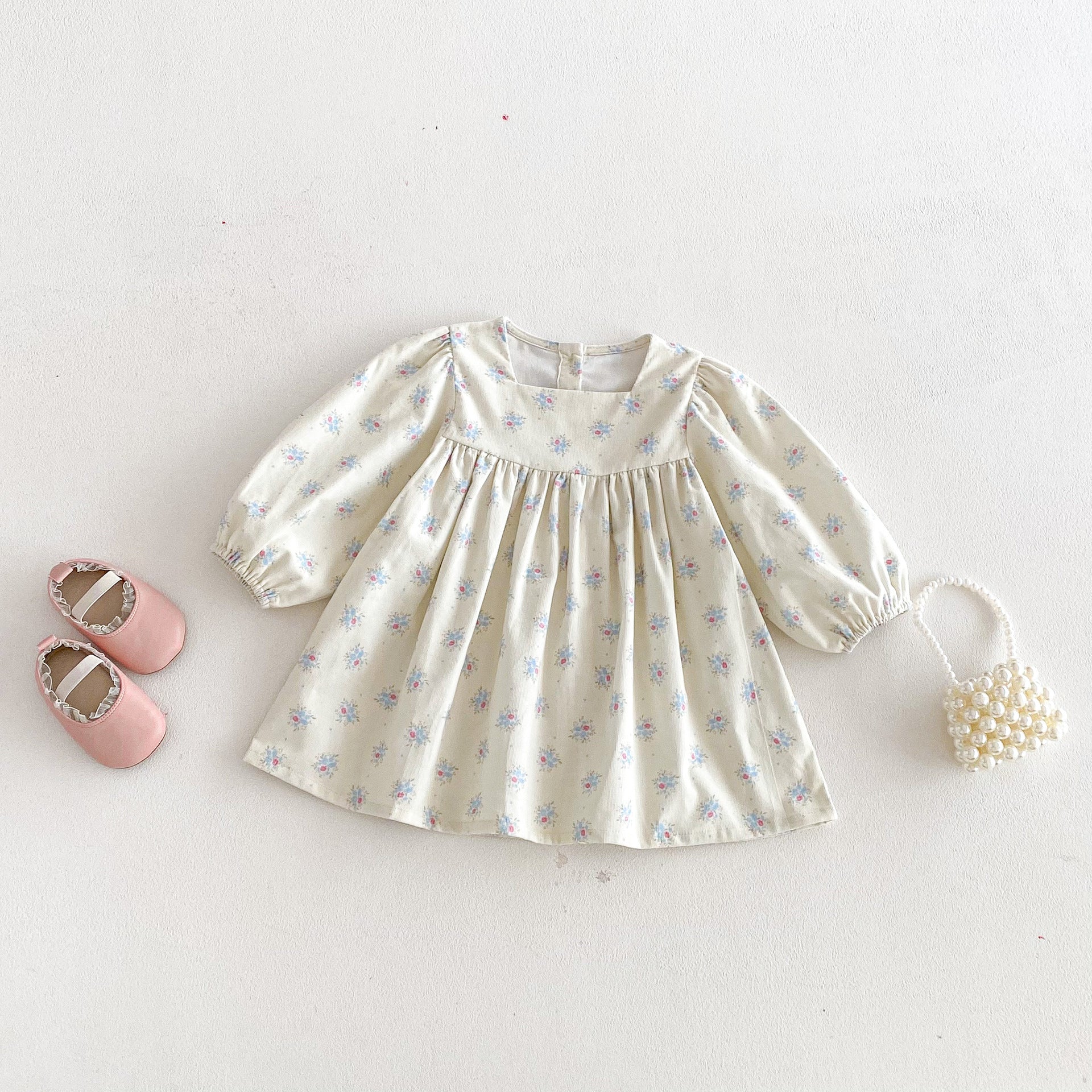 長袖ワンピース Floral Loose Sweet Princess Dress 花柄 ゆったり ワンピース【mh0011961】