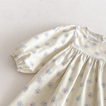 長袖ワンピース Floral Loose Sweet Princess Dress 花柄 ゆったり ワンピース【mh0011961】