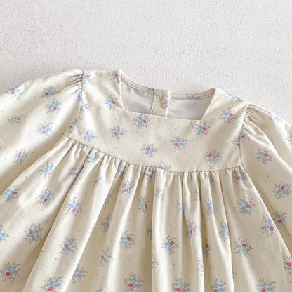 長袖ワンピース Floral Loose Sweet Princess Dress 花柄 ゆったり ワンピース【mh0011961】