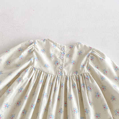 長袖ワンピース Floral Loose Sweet Princess Dress 花柄 ゆったり ワンピース【mh0011961】