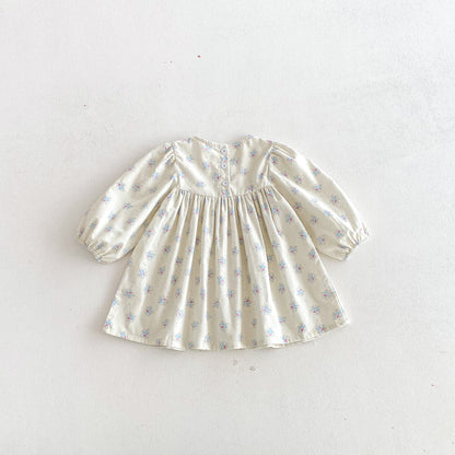 長袖ワンピース Floral Loose Sweet Princess Dress 花柄 ゆったり ワンピース【mh0011961】