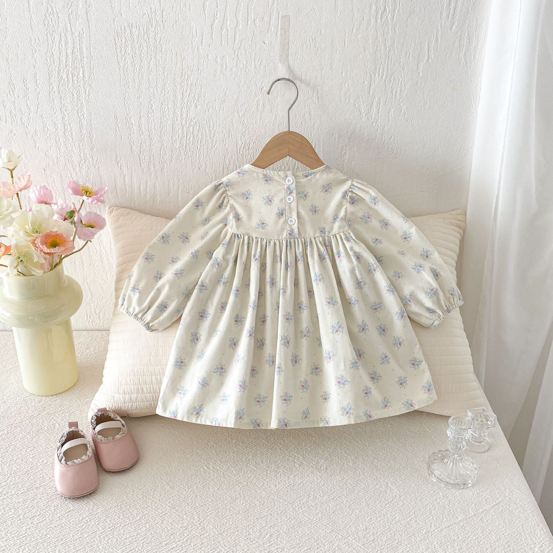 長袖ワンピース Floral Loose Sweet Princess Dress 花柄 ゆったり ワンピース【mh0011961】