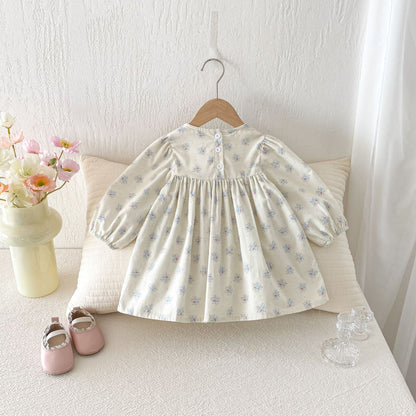 長袖ワンピース Floral Loose Sweet Princess Dress 花柄 ゆったり ワンピース【mh0011961】