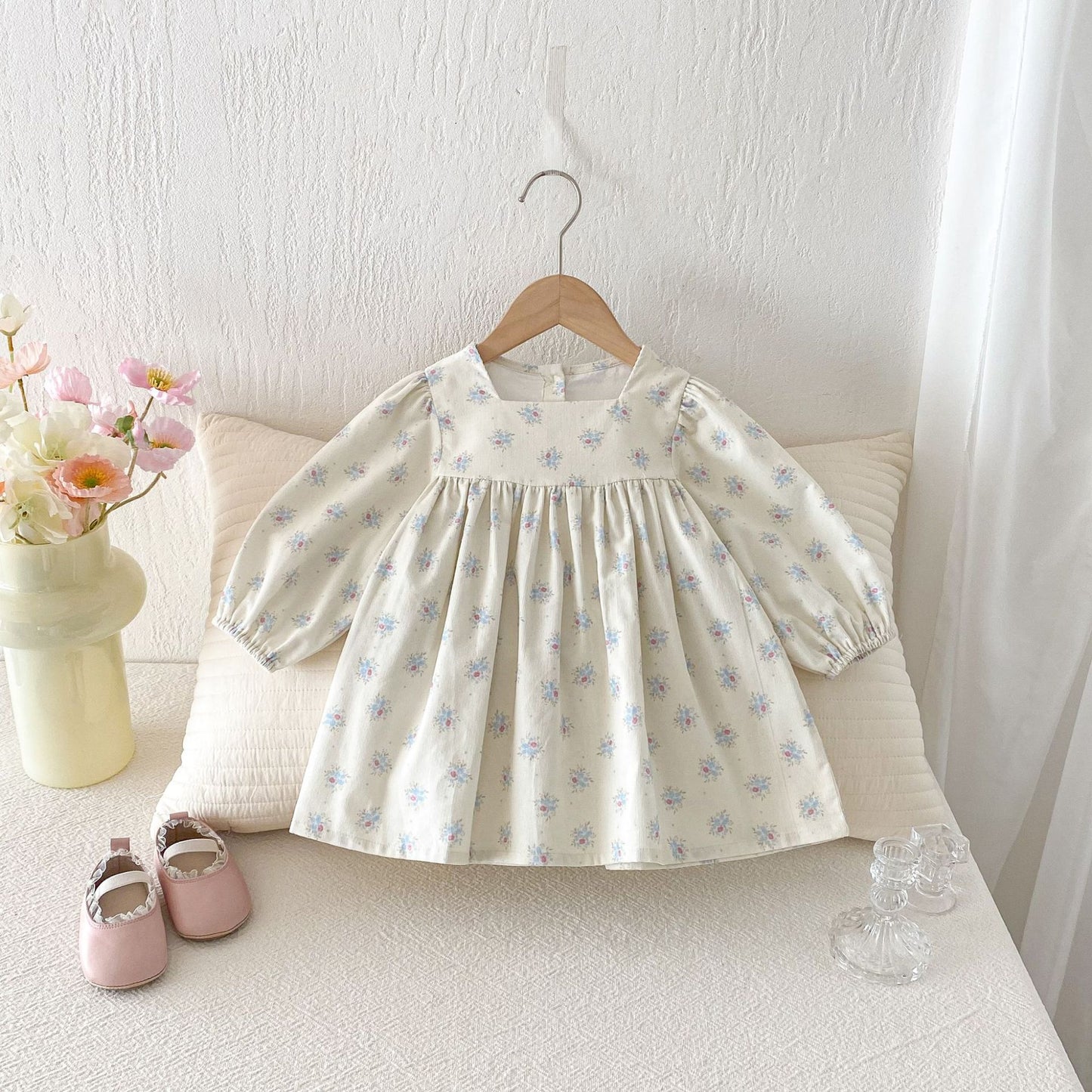 長袖ワンピース Floral Loose Sweet Princess Dress 花柄 ゆったり ワンピース【mh0011961】