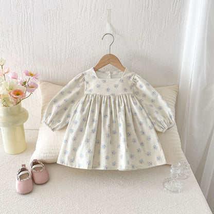 長袖ワンピース Floral Loose Sweet Princess Dress 花柄 ゆったり ワンピース【mh0011961】