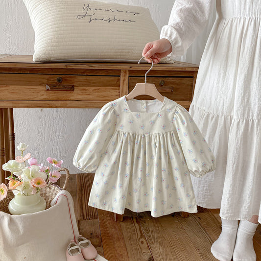 長袖ワンピース Floral Loose Sweet Princess Dress 花柄 ゆったり ワンピース【mh0011961】