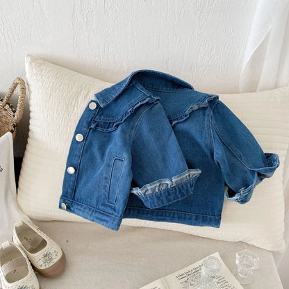 ショートコート・ジャケット・ジャンパー キッズアウター デニムジャケット フリルコート Gジャン【mh0006649】