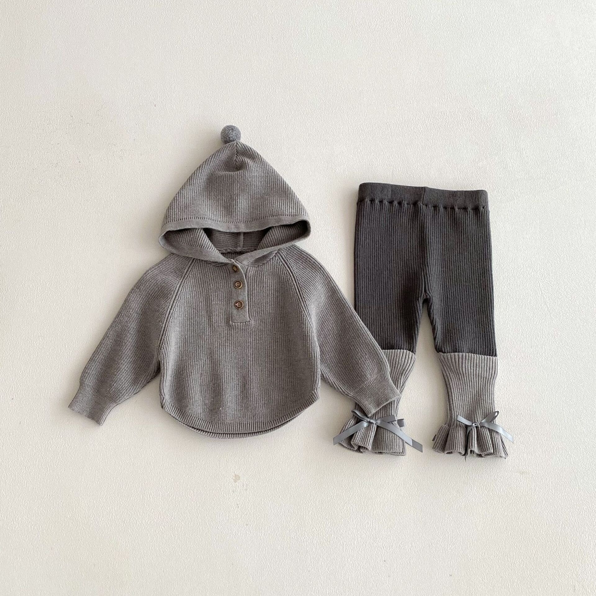 長袖セットアップ Gray / 73cm Knitted Elf Hat Sweater Set ニット 小人帽子 セットアップ【mh0012092】