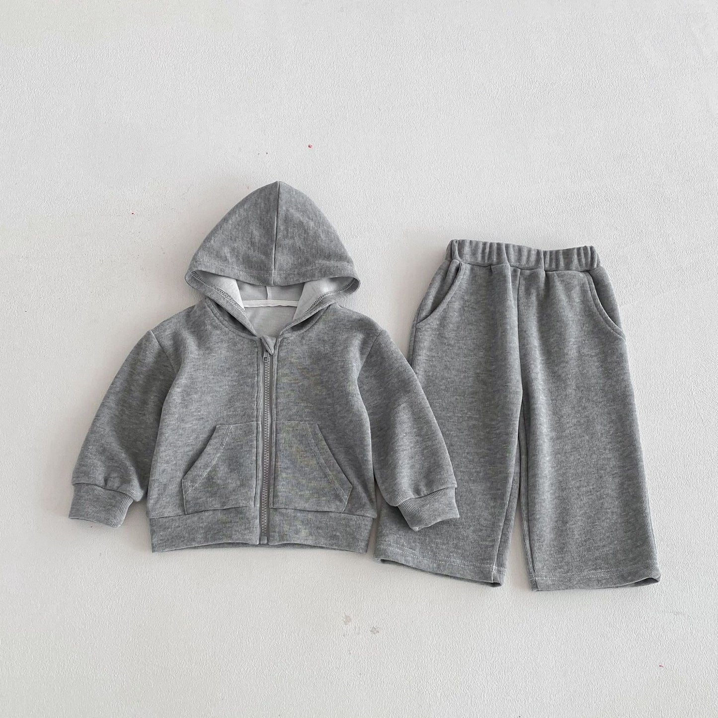 長袖セットアップ Gray / 80cm Hooded Cardigan Sweatshirt Set フーディー スウェット セットアップ【mh0011958】