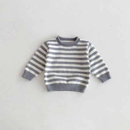 ニット・セーター Gray / 80cm ボーダー長袖ニットセータートップス【mh0010662】