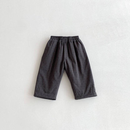 ロングパンツ・スウェットパンツ Gray / 80cm ロングパンツ 裏ボア ドット柄 プリント ゆったり ルーズシルエット あったか【mh0011395】