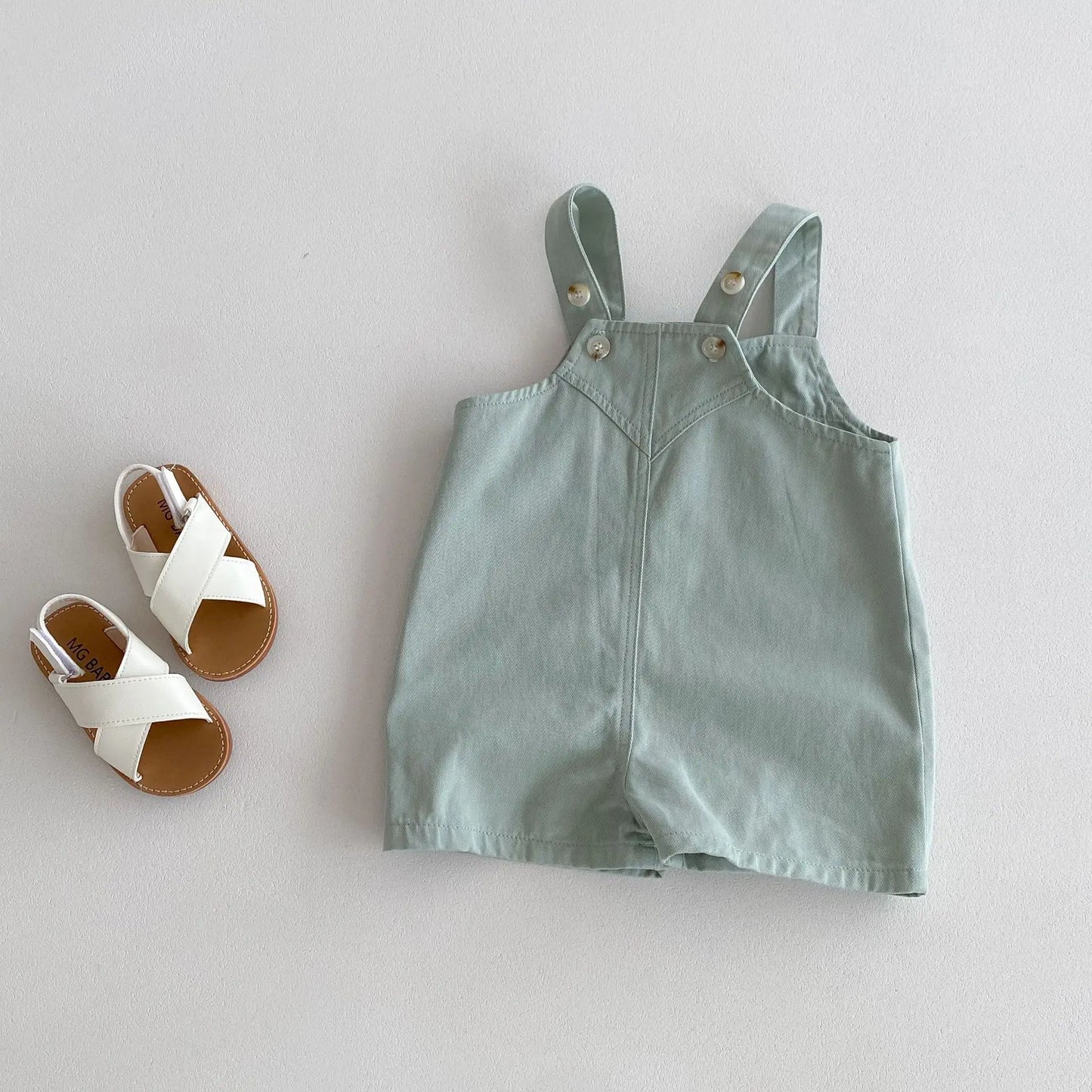 オーバーオール Green / 80cm 9-12M キッズオーバーオール デニム ショート サスペンダーパンツ サロペット ジャンプスーツ 2カラー【mh0005243】