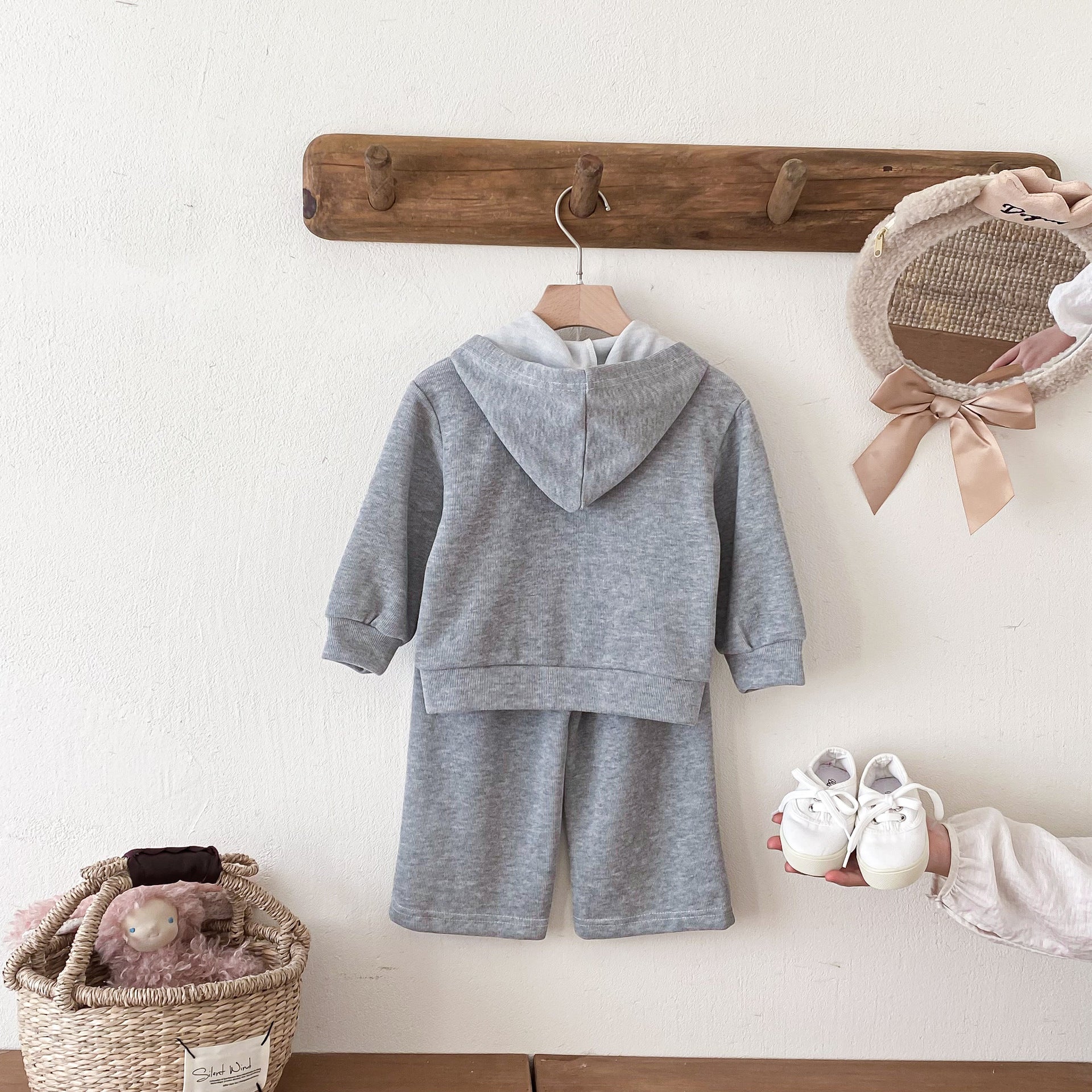 長袖セットアップ Hooded Cardigan Sweatshirt Set フーディー スウェット セットアップ【mh0011958】