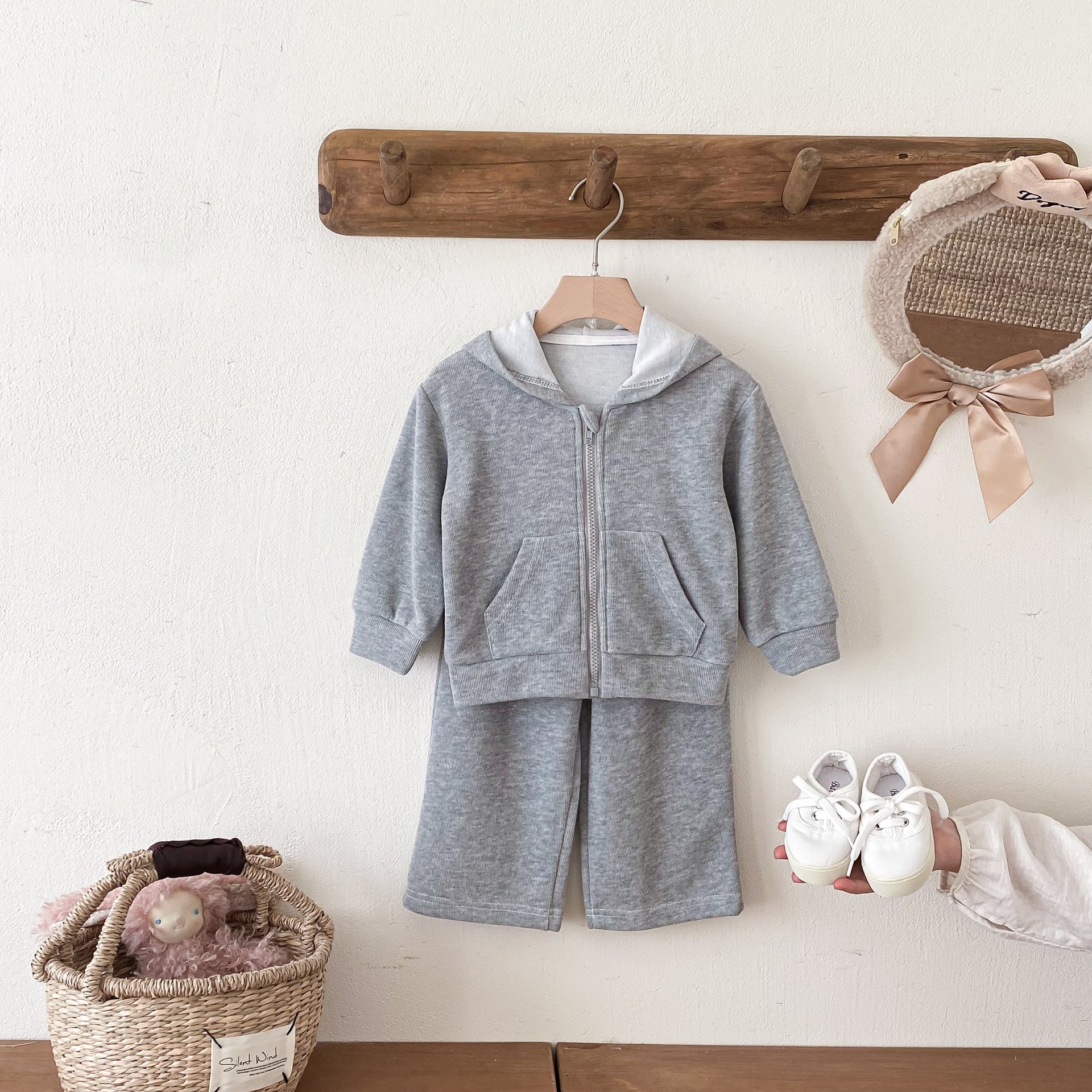 長袖セットアップ Hooded Cardigan Sweatshirt Set フーディー スウェット セットアップ【mh0011958】