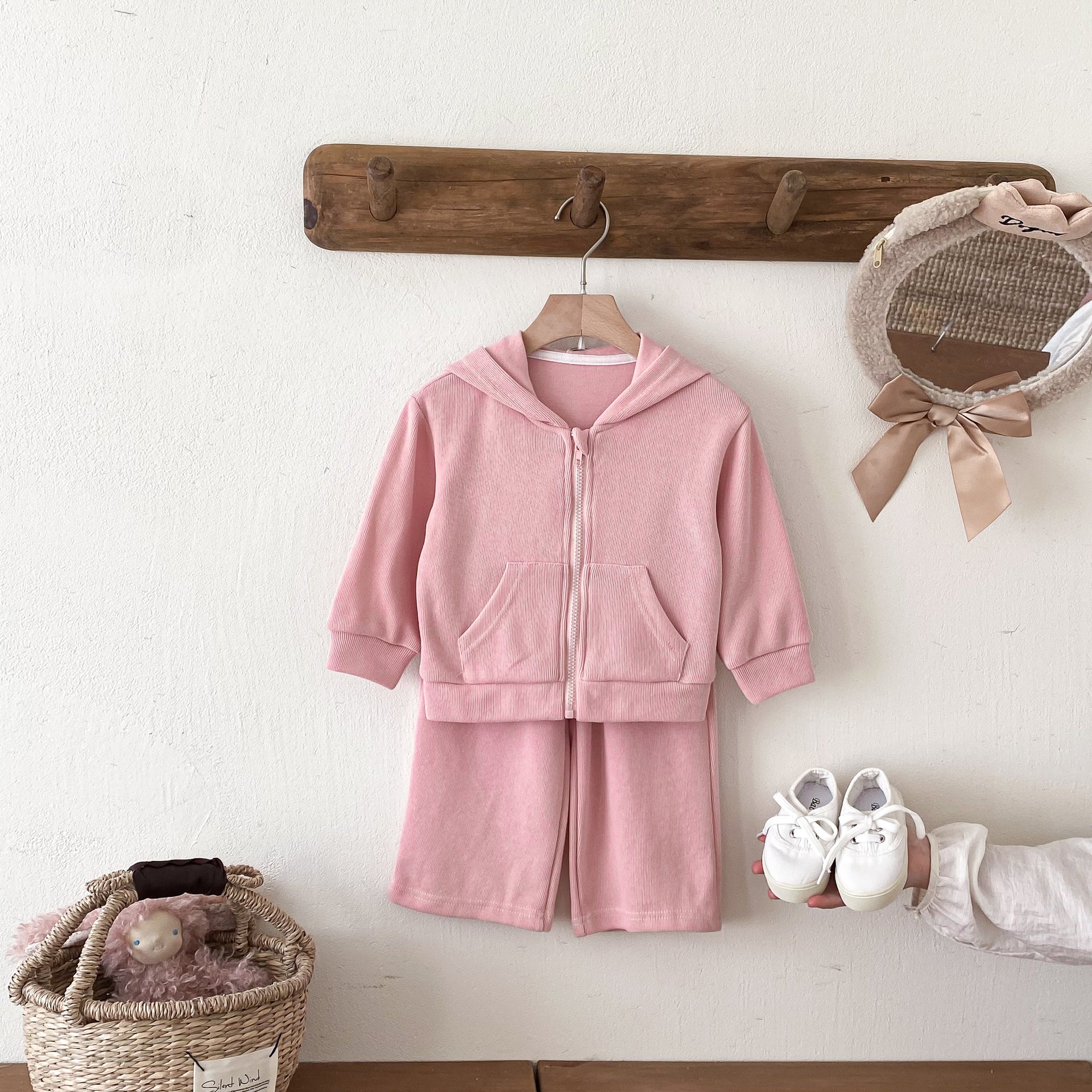 長袖セットアップ Hooded Cardigan Sweatshirt Set フーディー スウェット セットアップ【mh0011958】