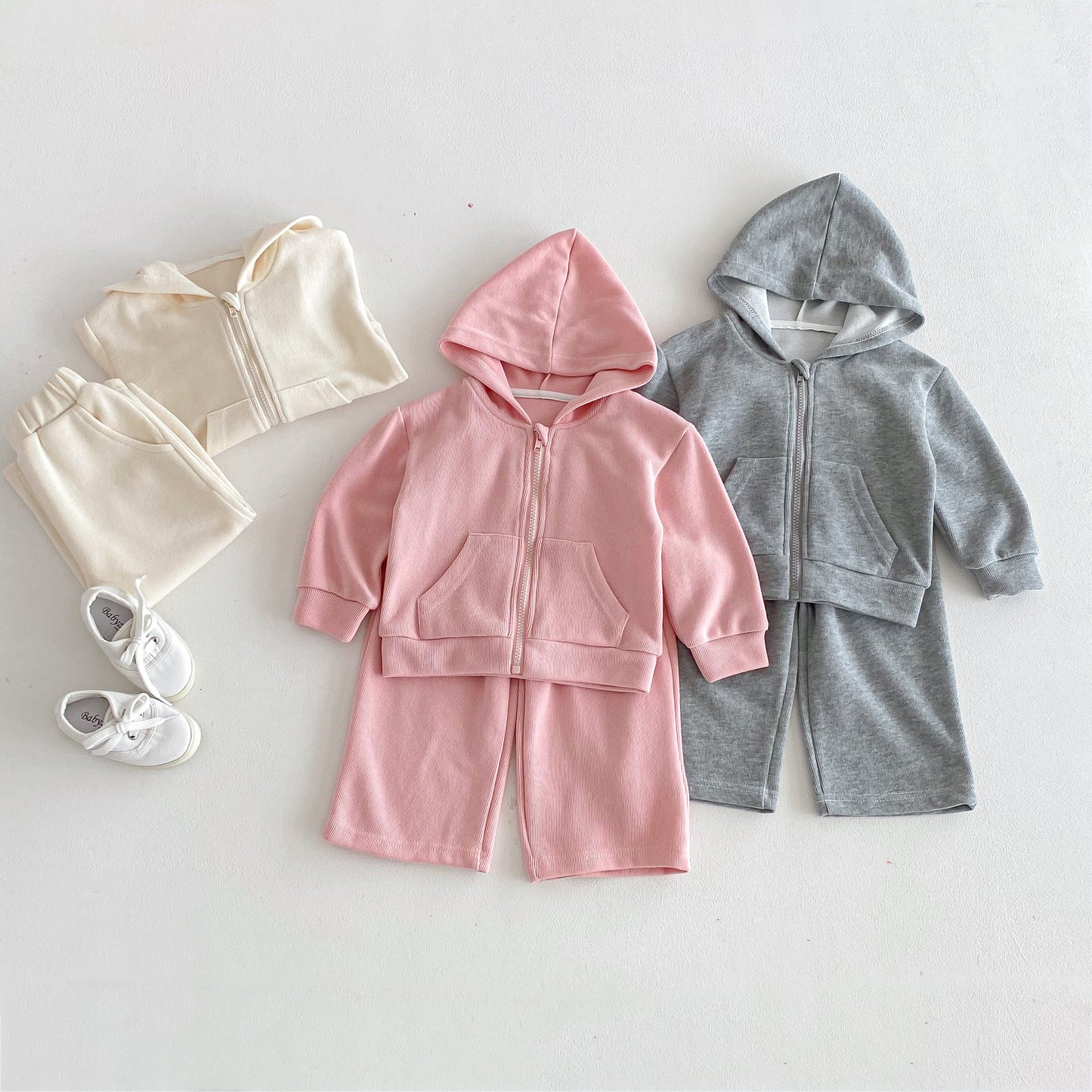 長袖セットアップ Hooded Cardigan Sweatshirt Set フーディー スウェット セットアップ【mh0011958】