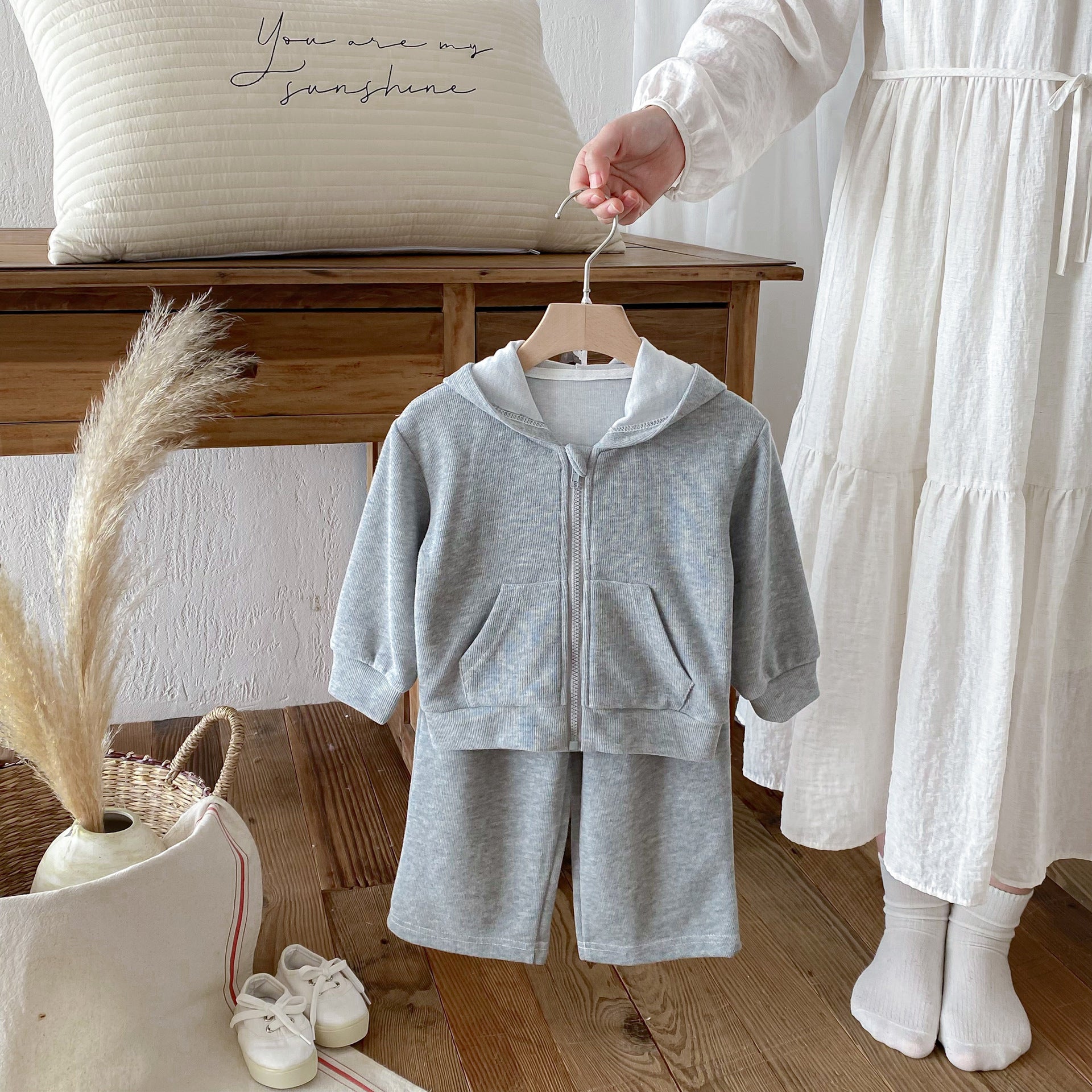 長袖セットアップ Hooded Cardigan Sweatshirt Set フーディー スウェット セットアップ【mh0011958】