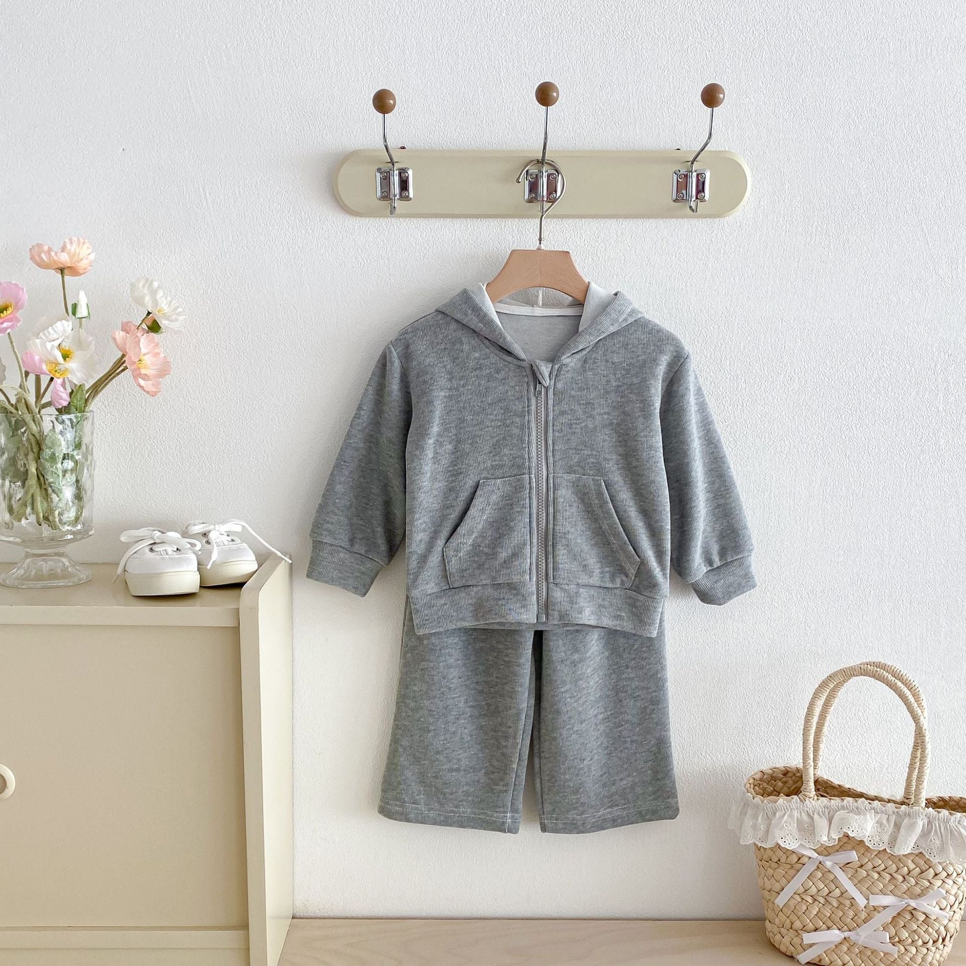 長袖セットアップ Hooded Cardigan Sweatshirt Set フーディー スウェット セットアップ【mh0011958】