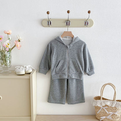 長袖セットアップ Hooded Cardigan Sweatshirt Set フーディー スウェット セットアップ【mh0011958】