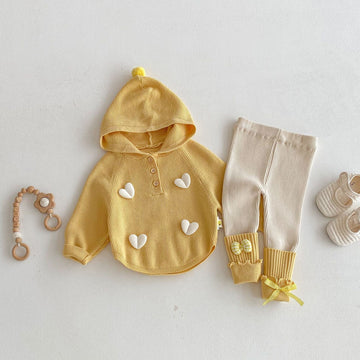長袖セットアップ Hooded Heart Knitted Set ハート 立体編み ニット セットアップ【mh0012099】
