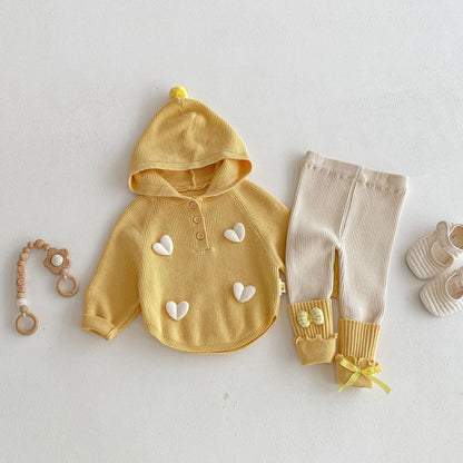 長袖セットアップ Hooded Heart Knitted Set ハート 立体編み ニット セットアップ【mh0012099】