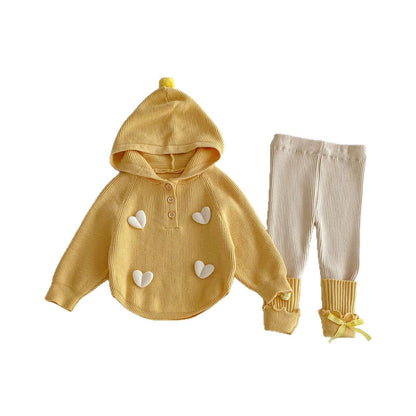 長袖セットアップ Hooded Heart Knitted Set ハート 立体編み ニット セットアップ【mh0012099】
