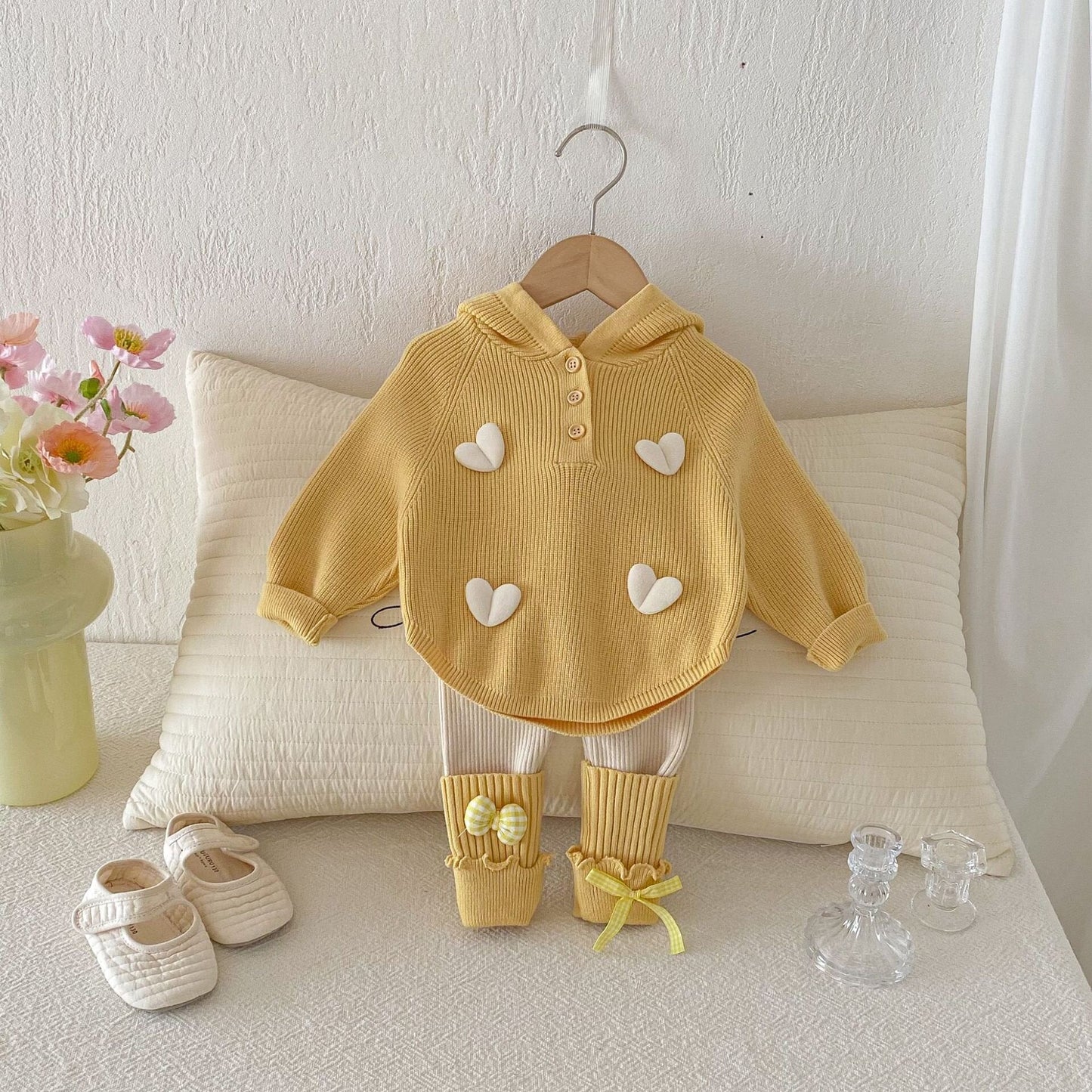 長袖セットアップ Hooded Heart Knitted Set ハート 立体編み ニット セットアップ【mh0012099】