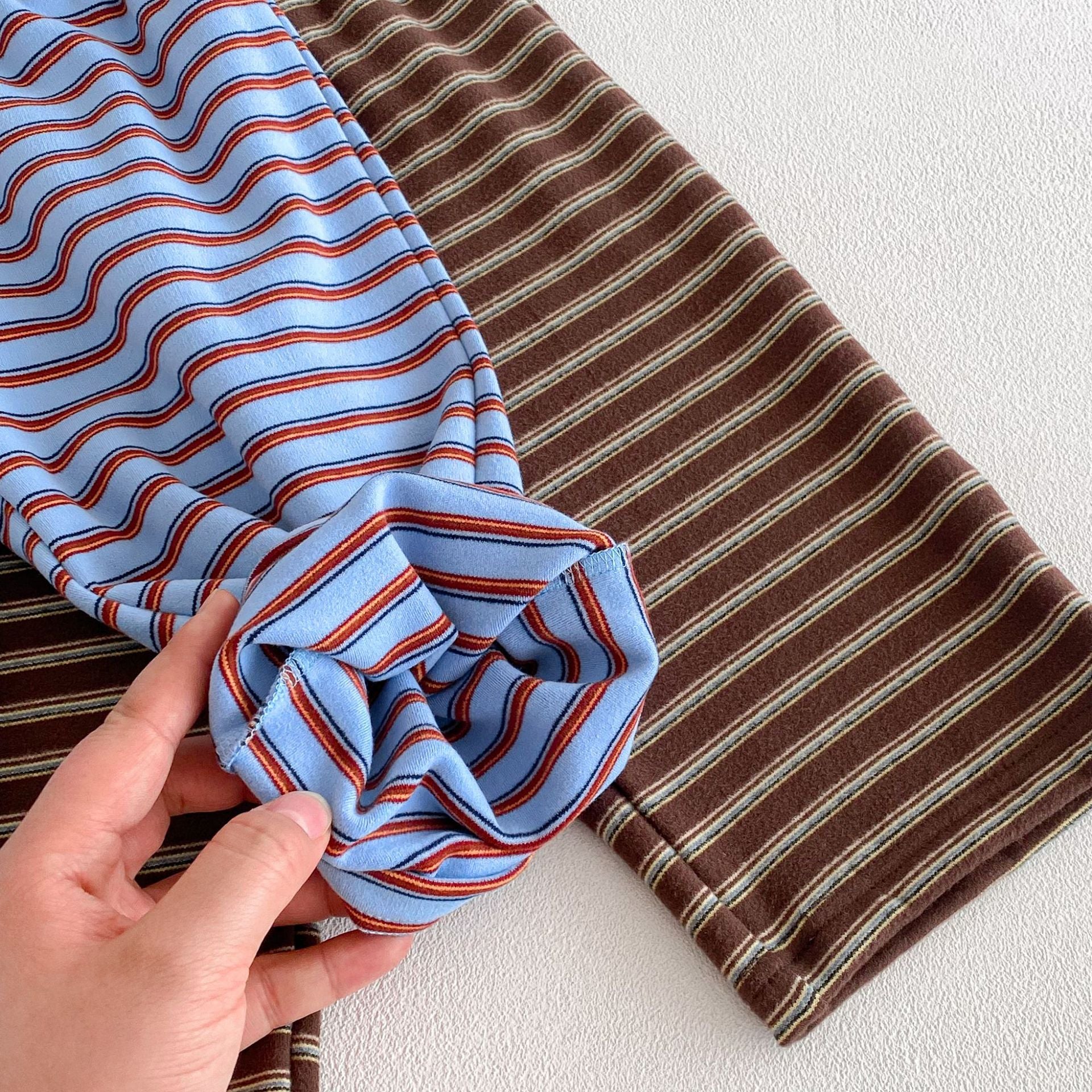 長袖セットアップ Hooded Zipper Striped Sweatshirt Set ジップアップ ストライプ セットアップ【mh0011968】