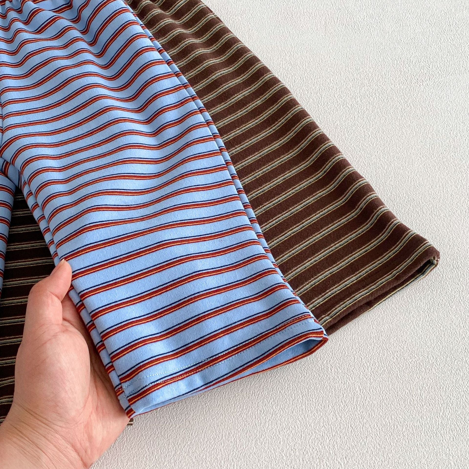 長袖セットアップ Hooded Zipper Striped Sweatshirt Set ジップアップ ストライプ セットアップ【mh0011968】