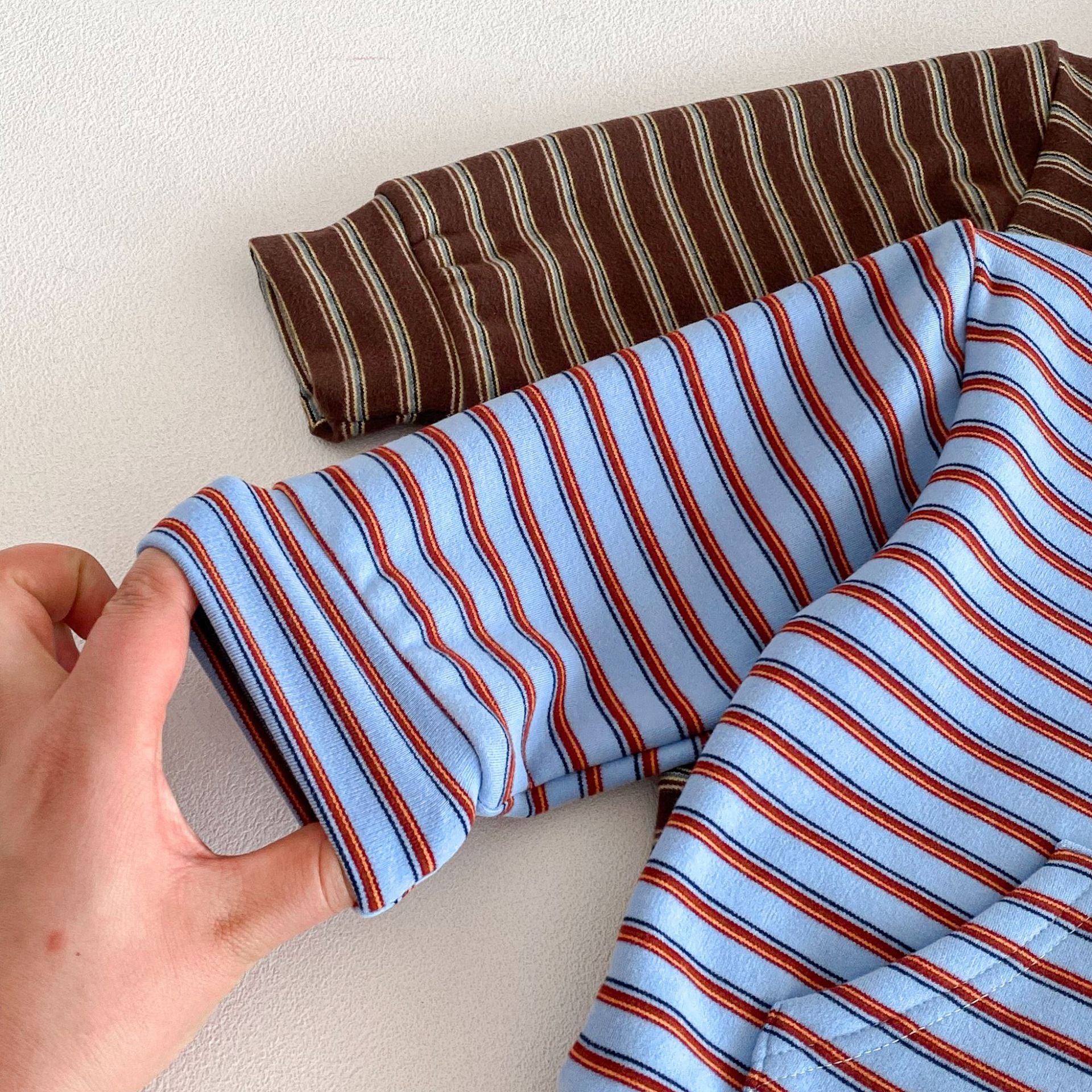 長袖セットアップ Hooded Zipper Striped Sweatshirt Set ジップアップ ストライプ セットアップ【mh0011968】