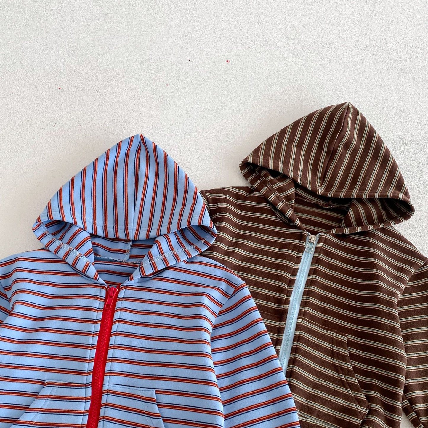 長袖セットアップ Hooded Zipper Striped Sweatshirt Set ジップアップ ストライプ セットアップ【mh0011968】