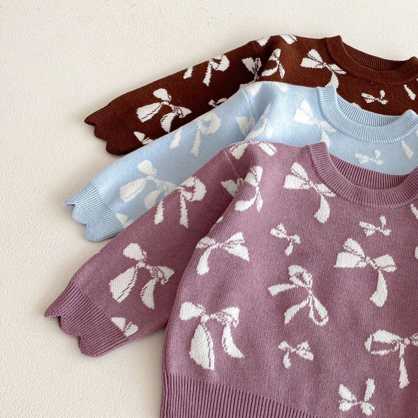 長袖セットアップ Jacquard Bow Knitted Set ジャガード リボン ニット セットアップ【mh0012098】