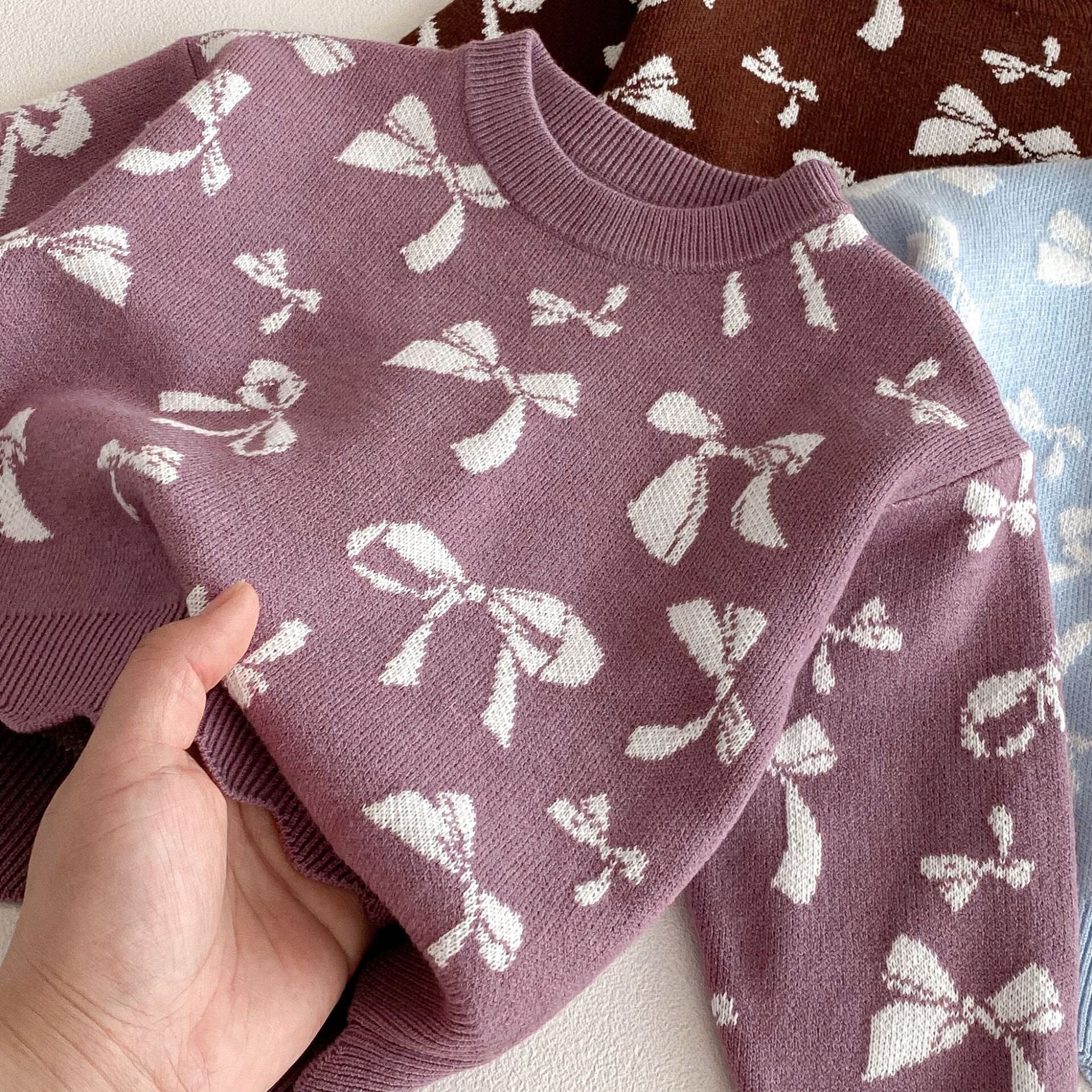 長袖セットアップ Jacquard Bow Knitted Set ジャガード リボン ニット セットアップ【mh0012098】