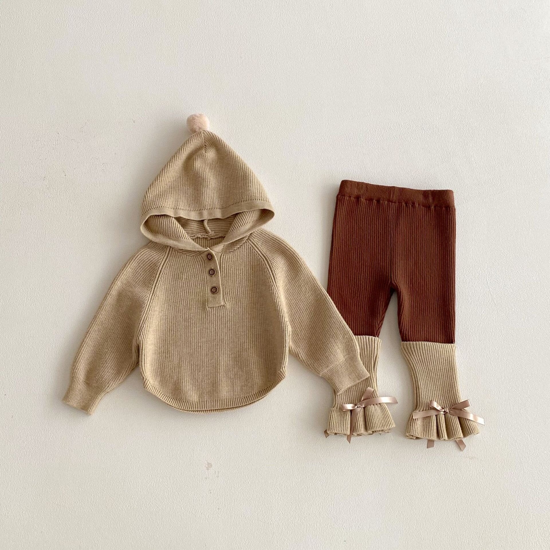 長袖セットアップ Khaki / 73cm Knitted Elf Hat Sweater Set ニット 小人帽子 セットアップ【mh0012092】