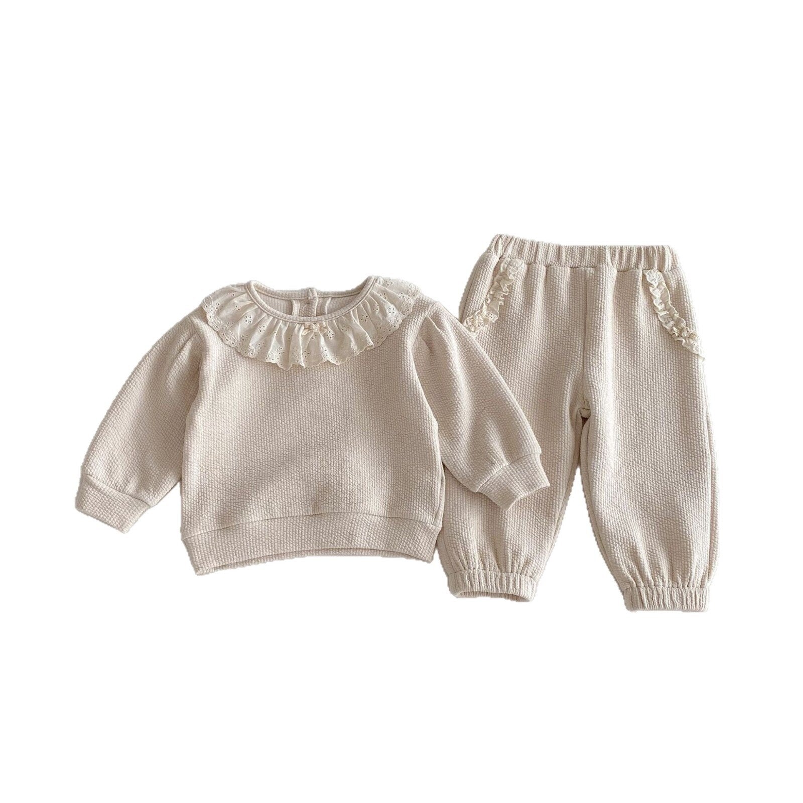 長袖セットアップ Lace Doll Collar Sweatshirt Set レース襟 スウェット セットアップ【mh0012089】