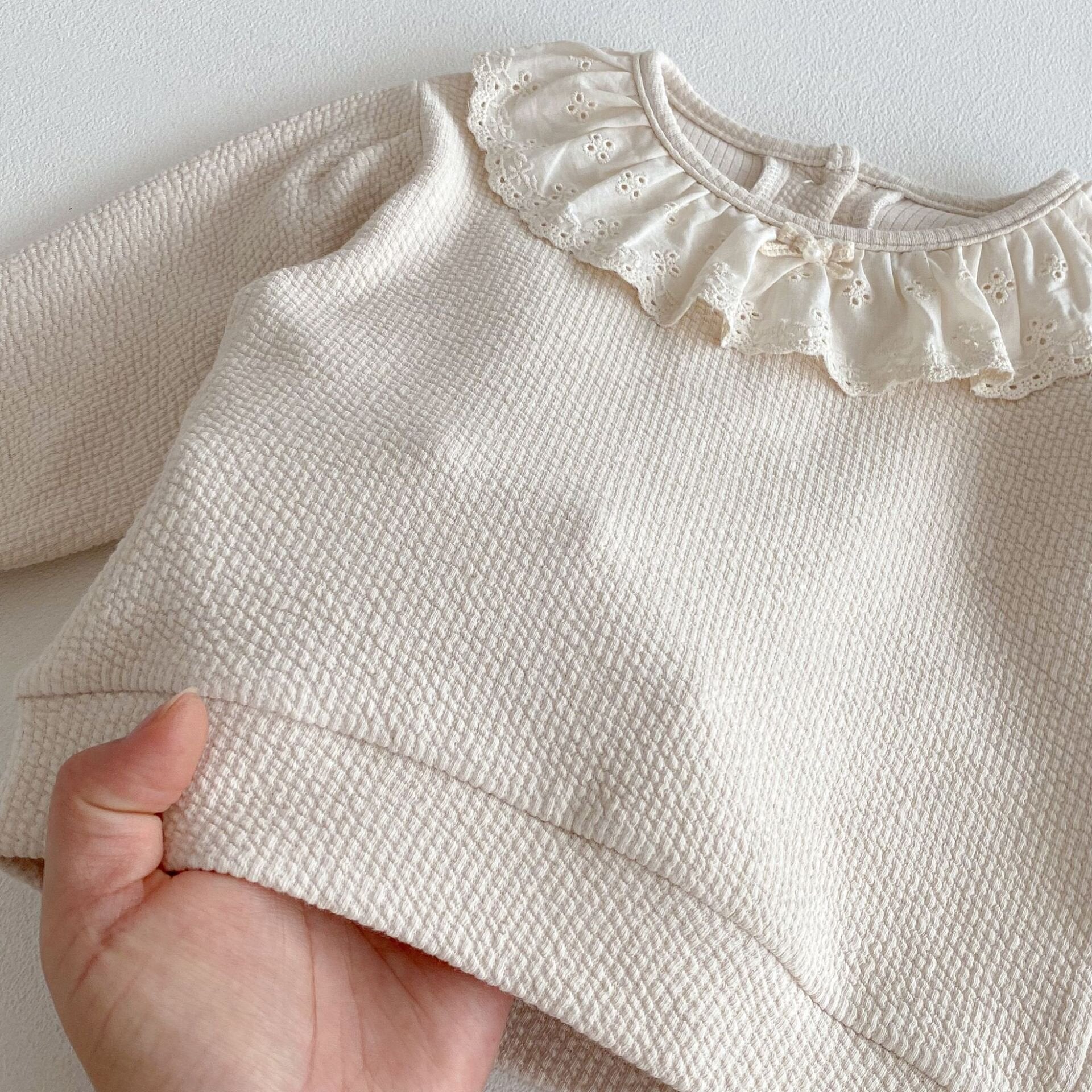 長袖セットアップ Lace Doll Collar Sweatshirt Set レース襟 スウェット セットアップ【mh0012089】