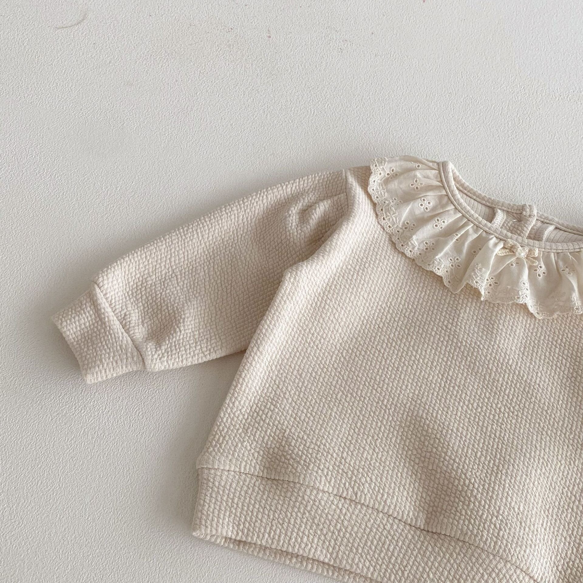 長袖セットアップ Lace Doll Collar Sweatshirt Set レース襟 スウェット セットアップ【mh0012089】