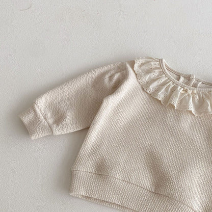 長袖セットアップ Lace Doll Collar Sweatshirt Set レース襟 スウェット セットアップ【mh0012089】