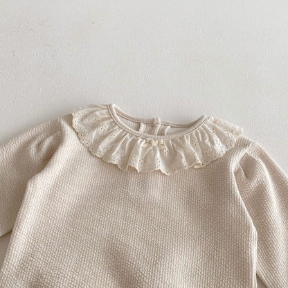長袖セットアップ Lace Doll Collar Sweatshirt Set レース襟 スウェット セットアップ【mh0012089】