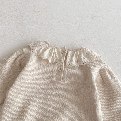 長袖セットアップ Lace Doll Collar Sweatshirt Set レース襟 スウェット セットアップ【mh0012089】