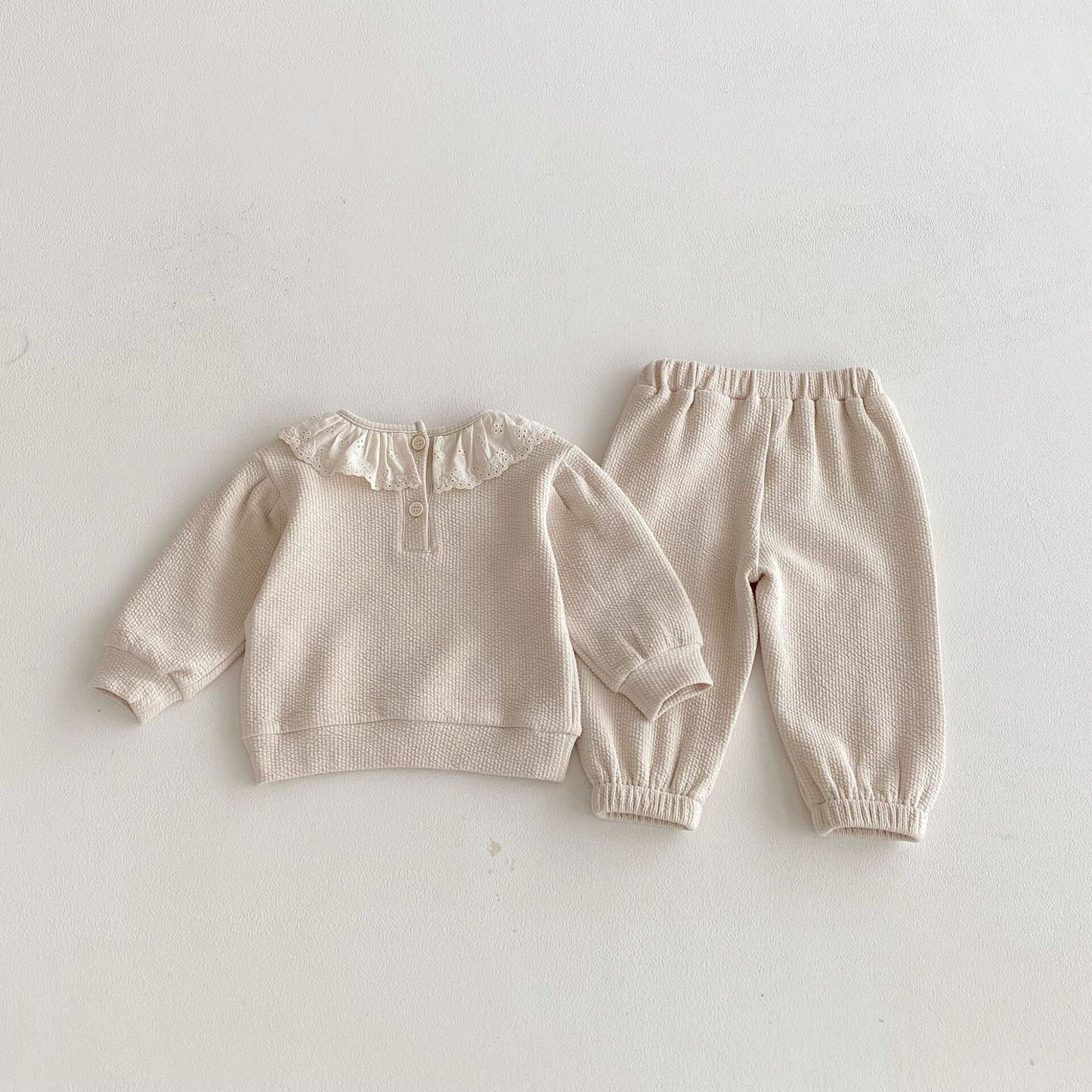 長袖セットアップ Lace Doll Collar Sweatshirt Set レース襟 スウェット セットアップ【mh0012089】