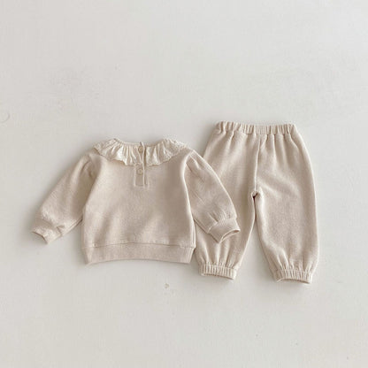 長袖セットアップ Lace Doll Collar Sweatshirt Set レース襟 スウェット セットアップ【mh0012089】