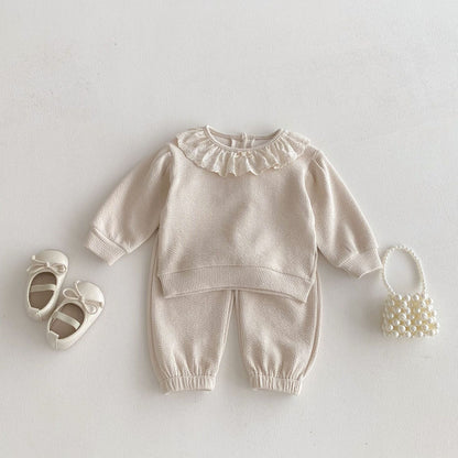長袖セットアップ Lace Doll Collar Sweatshirt Set レース襟 スウェット セットアップ【mh0012089】