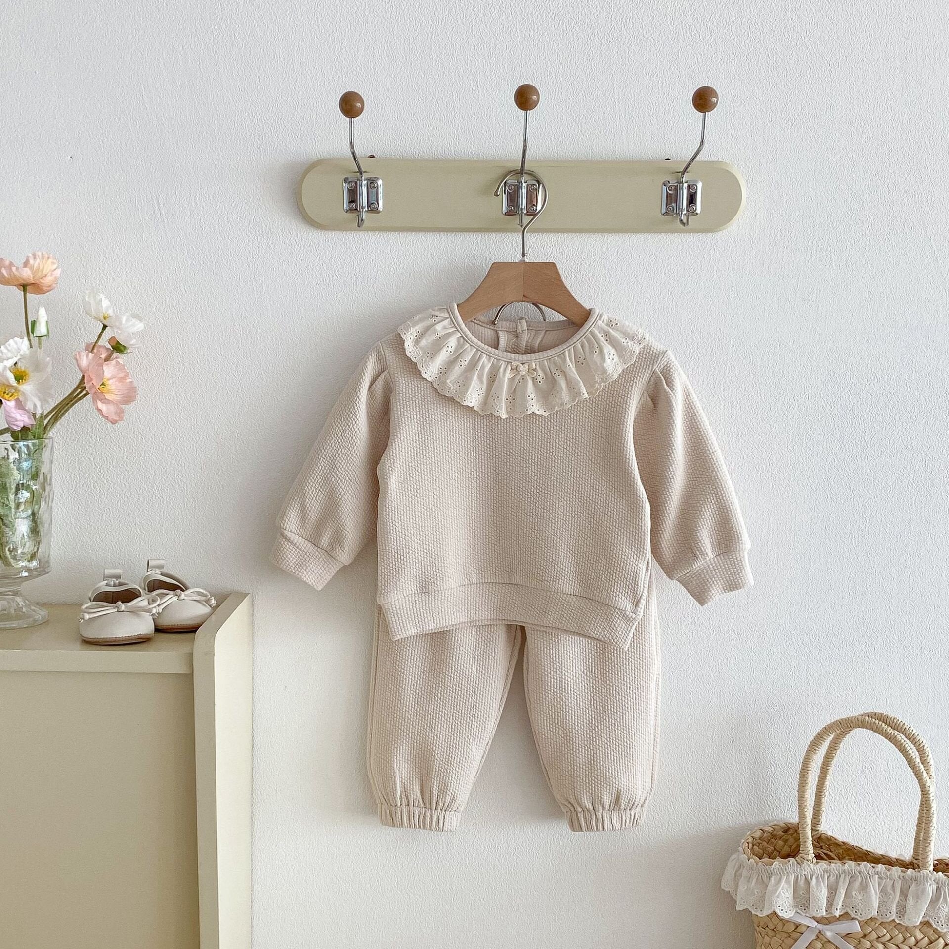 長袖セットアップ Lace Doll Collar Sweatshirt Set レース襟 スウェット セットアップ【mh0012089】