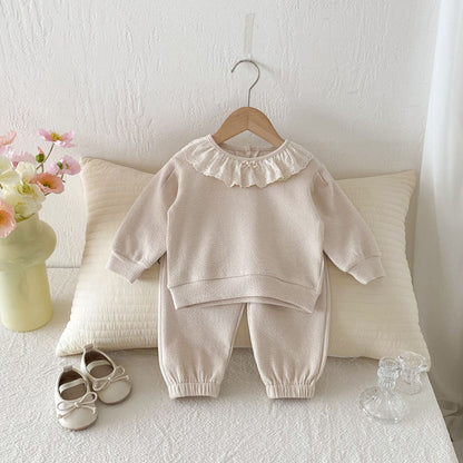長袖セットアップ Lace Doll Collar Sweatshirt Set レース襟 スウェット セットアップ【mh0012089】