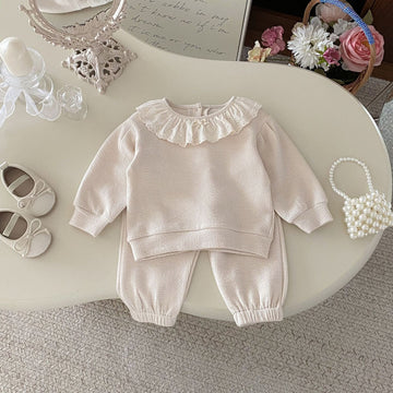 長袖セットアップ Lace Doll Collar Sweatshirt Set レース襟 スウェット セットアップ【mh0012089】