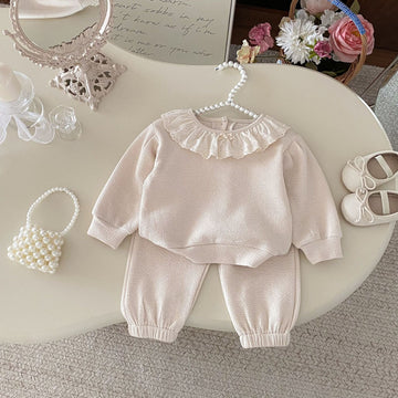 長袖セットアップ Lace Doll Collar Sweatshirt Set レース襟 スウェット セットアップ【mh0012089】