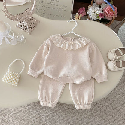 長袖セットアップ Lace Doll Collar Sweatshirt Set レース襟 スウェット セットアップ【mh0012089】