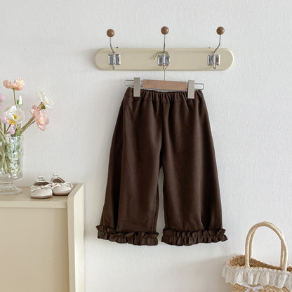 ロングパンツ・スウェットパンツ Lace Trim Straight Pants レース フリル ストレートパンツ【mh0012093】